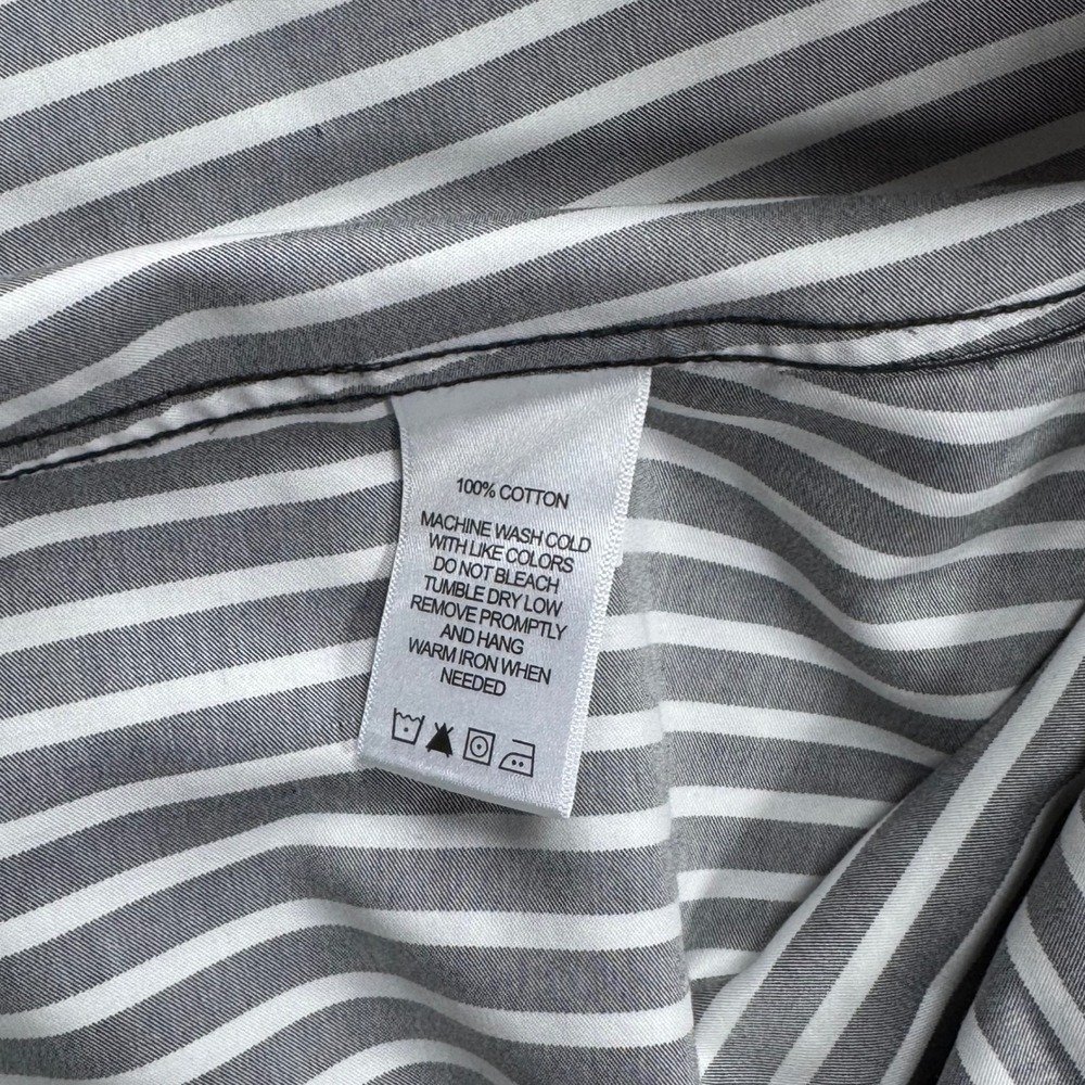 Foxcroft NYC Size 10 Non Iron Shirt Black White Striped Button Front Blouse - Picture 7 of 10